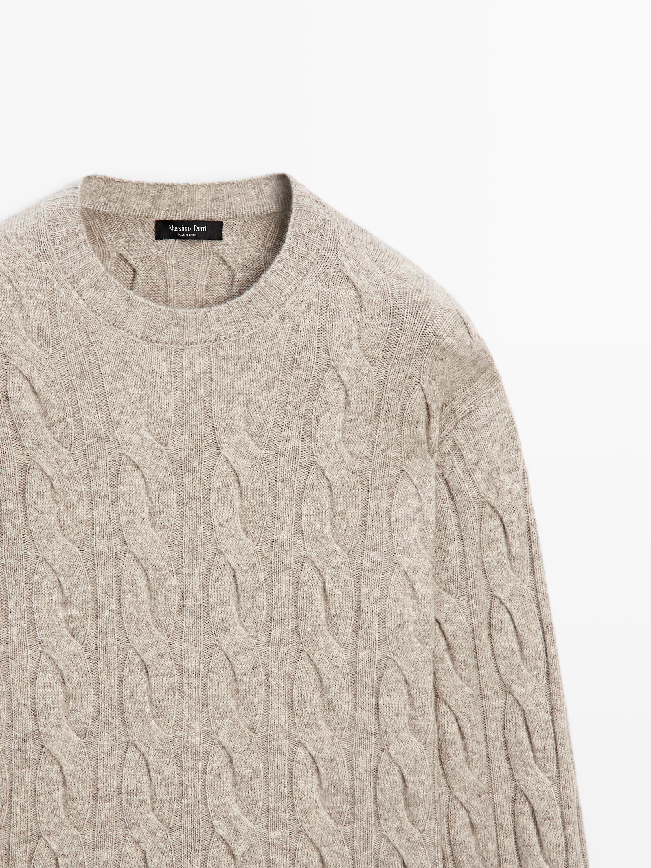 Cable-knit wool blend sweater